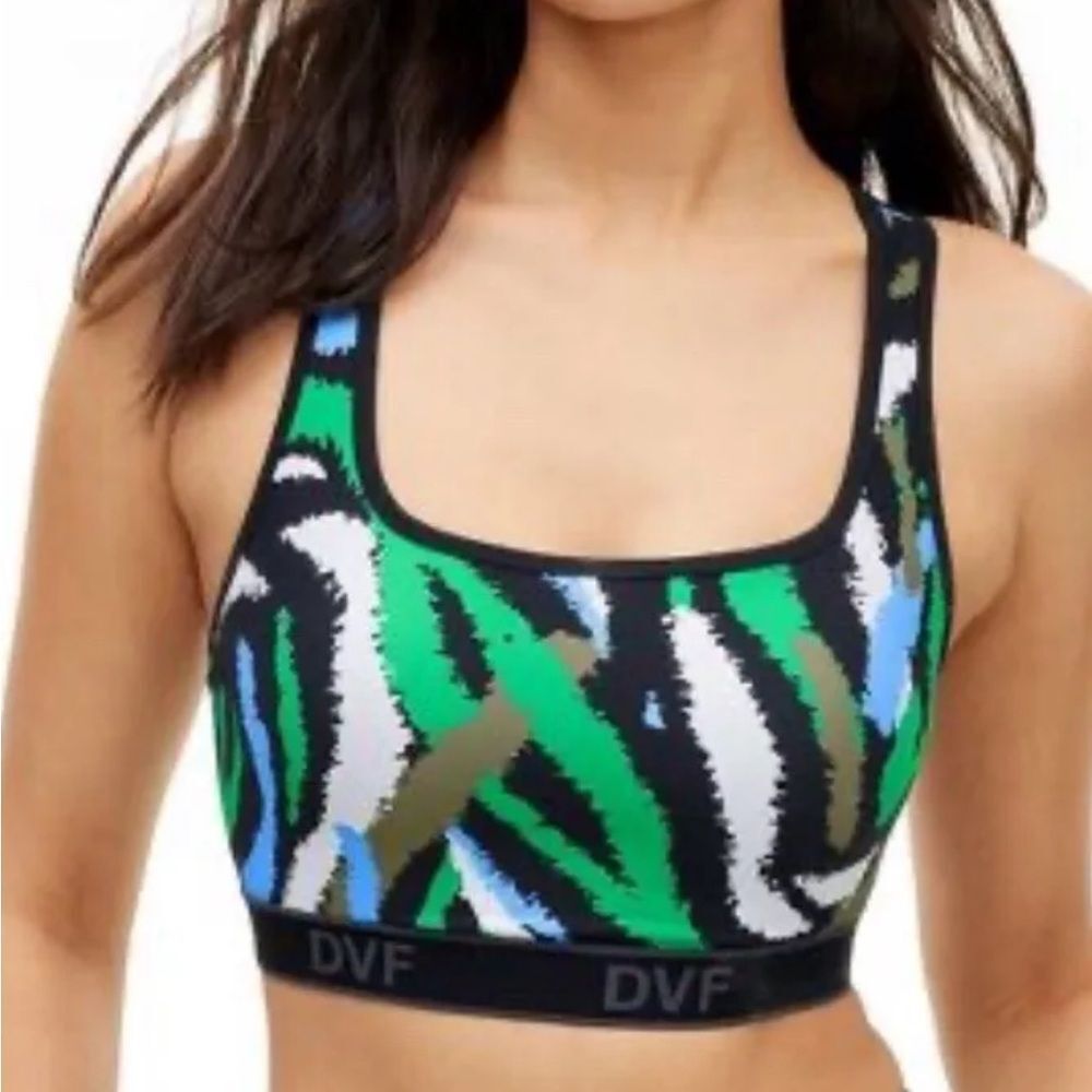 Diane Von‎ Furstenberg Target Disco Zebra Green Racerback Sports Bra L